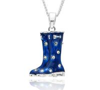 equilibrium Secret Garden Collection Blue Spotted Wellington Boot Pendant Necklace, Silver Plated