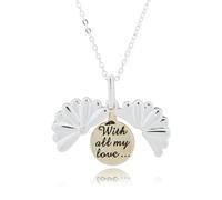 equilibrium Secret Message Two Tone Flower Necklace with All My Love, Height: 0.6 x Width: 1.6 x Depth: 2.4 in cm