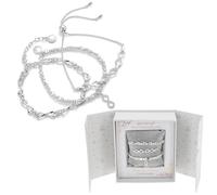 equilibrium Set of 3 Silver Plated Stacking Infinity Bracelets for Women, Gift Set