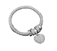 Equilibrium Silver Diamante Heart Charm Bracelet