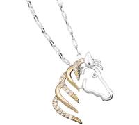 equilibrium Silver Plated and Gold Plated Equestrian Horse Head Two Tone Pendant Necklace