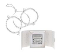 equilibrium Silver Plated Bow Charm Stacking Bracelet Gift Set, 3 Piece