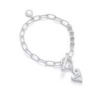 equilibrium Silver Plated Chain Bracelet with True Friends Heart Charm, Toggle Clasp, Gift Boxed