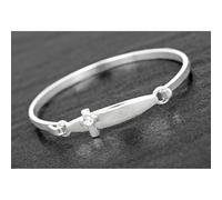 Equilibrium Silver Plated Christening Bangle with a cross