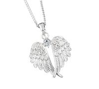 equilibrium Silver Plated Crystal Guardian Angel Wings Necklace, Sterling Silver, Silver