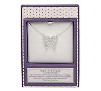 equilibrium Silver Plated Crystal Set Guardian Angel Wings Necklace