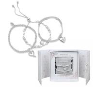 equilibrium Silver Plated Heart Charm Stacking Bracelet Gift Set, 3 Piece, Adjustable, Women's