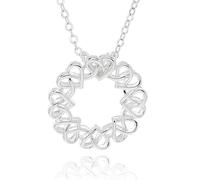 equilibrium Silver Plated Heart Necklace Collection - Hands Pendant Celtic Angel Wings Long Glam Gift for Her (Celtic Circle of Hearts: H 1.6 cm × W 1.6 cm × D 0.2 cm)