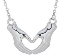 equilibrium Silver Plated Heart Necklace Collection - Hands Pendant Celtic Angel Wings Long Glam Gift for Her (Heart In Your Hands Classic: H 0.3 cm × W 2 cm × D 1.5 cm)