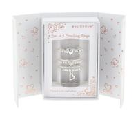 equilibrium Silver Plated Heart Stacking Rings, Set of 3, Adjustable Beaded Stackable Ring Gift Set for Women