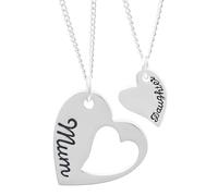 Equilibrium Silver Plated Mum and Daughter Heart Necklace Set Family Sentiment Gift Boxed