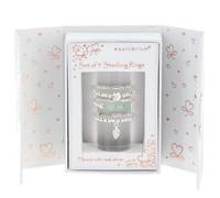 equilibrium Silver Plated Nature Stackable Ring Gift Set - Fresh Trio with Leaf Charm