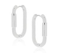 Equilibrium Silver Plated Textured Cord Effect Oval Hoop Earrings, Modern Design, Gift Boxed, Height: 2.2 x Width: 1.4 x Depth: 0.3 in cm