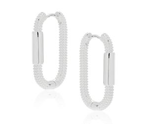 Equilibrium Silver Plated Textured Cord Effect Oval Hoop Earrings, Modern Design, Gift Boxed, Height: 2.2 x Width: 1.4 x Depth: 0.3 in cm