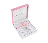 Equilibrium Twinkle Star Silver Plated Baby Girl Keepsake Gift with Pink Ribbon
