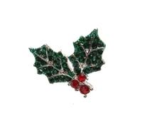 Equilibrium Sparkle Xmas Silver Plated Holly Pin 334977