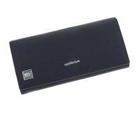 equilibrium Square Two Line Large RFID Purse Wallet, Teal Mauve Navy, 8.5 x 18.5 x 3 cm, Structured Design with Contrast Stitching (Navy)