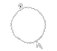 equilibrium Stackable Silver Plated Charm Bracelets - Crystal, Celestial, Heart & Symbol Designs (Feathers: H 1.5 cm × W 0.5 cm × D 0.2 cm)