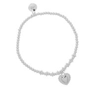 equilibrium Stackable Silver Plated Charm Bracelets - Crystal, Celestial, Heart & Symbol Designs (Heart: H 1.2 cm × W 1.1 cm × D 0.3 cm)