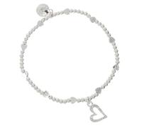 equilibrium Stackable Silver Plated Charm Bracelets - Crystal, Celestial, Heart & Symbol Designs (Sparkle Heart: H 1.5 cm × W 1 cm × D 0.35 cm)
