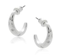 Equilibrium Starburst Hoop Earrings, Silver Plated, Cubic Zirconia Crystal Detail, Celestial Style, Gift Boxed