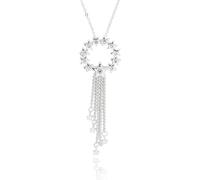 equilibrium Starlight Tassel Silver Plated Necklace, Star Motif Cascade Pendant, Celestial Inspired Design