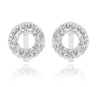 Equilibrium Suspended Circle Silver Plated Clip On Earrings, Crystal Embellished, 1 x 1 x 0.6 cm