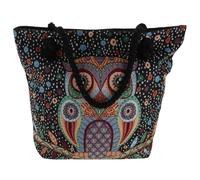 equilibrium Tapestry Tote Bag Colour Burst Owl - Vibrant Owl Pattern Rope Handle Shopper Bag Large Travel Beach Everyday Tote