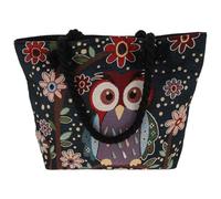 equilibrium Tapestry Tote Bag Floral Owl - Colourful Owl Pattern Shopper Handbag Rope Handle Casual Travel Beach Tote