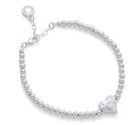 equilibrium Te Amo Collection Starstruck Heart Beaded Bracelet, Silver Plated, Romantic Gift Jewellery