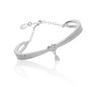 Equilibrium Te Amo Flexi Heart Sparkle Silver Plated Bangle Bracelet