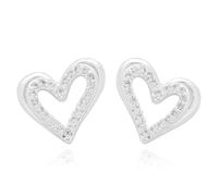 Equilibrium Te Amo Irregular Heart Silver Plated Stud Earrings Romantic Jewellery (Height: 1.1 x Width: 1.1 x Depth: 0.4 in cm)