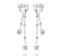 Equilibrium Te Amo Silver Plated Heart Earrings Collection - Sparkle Drops, Triple, Cut Out, Vignette, Twist Huggie (Sparkle Drops H 0.9 cm × W 0.8 cm × D 0.5 cm)