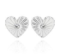 Equilibrium Te Amo Silver Plated Heart Earrings Collection - Sparkle Drops, Triple, Cut Out, Vignette, Twist Huggie (Vignette Heart H 1 cm × W 1.1 cm × D 0.4 cm)