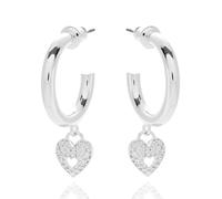 Equilibrium Te Amo Silver Plated Heart Earrings Collection - Sparkle Drops, Triple, Cut Out, Vignette, Twist Huggie (Cut Out Heart H 1 cm × W 0.8 cm × D 0.4 cm)