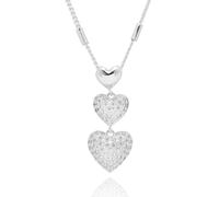 equilibrium Te Amo Silver Plated Necklaces Collection - Sparkle, Triple, Scribble & Encircled Heart Designs (Triple Heart: H 2.5 cm × W 1.1 cm × D 0.4 cm)