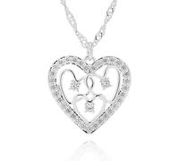 equilibrium Te Amo Silver Plated Necklaces Collection - Sparkle, Triple, Scribble & Encircled Heart Designs (Scribble Hearts: H 1.7 cm × W 1.7 cm × D 0.3 cm)