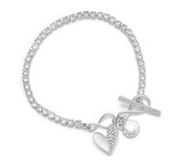 equilibrium Te Amo Silver Plated Sparkle Heart Pendant Modern Infinity Bracelet