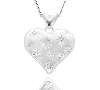 equilibrium Te Amo Starstruck Heart Necklace, Silver Plated, Floral Design, 44cm Chain, Love Theme, Gift Boxed