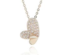 equilibrium Te Amo Two Hearts Necklace, Rose Gold Plated, Pavé CZ Crystals, Height: 1.2 x Width: 1.3 x Depth: 0.4 in cm