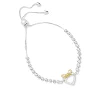 equilibrium Te Amo Two Tone Real Silver and Gold Plated Heart and Bow Friendship Bracelet