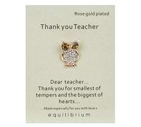equilibrium Thank You Teacher Rose Gold Plated Stone Set Owl Pin Brooch