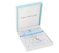 Equilibrium Twinkle Star Silver Plated Baby Boy Keepsake, Decorative Star Ornament with Gift Box