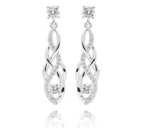 Equilibrium Twisted Bliss Silver Plated Crystal Drop Earrings, Intricate Design, Height: 2.3 x Width: 0.7 x Depth: 0.3 cm
