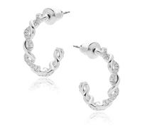 Equilibrium Twisted Bliss Silver Plated Earrings Collection Modern Sculpted Sparkle Designs Gift Jewellery (Circle Hoops: H 1.8 cm × W 0.3 cm × D 0.2 cm)