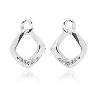Equilibrium Twisted Bliss Silver Plated Earrings Collection Modern Sculpted Sparkle Designs Gift Jewellery (Geometric Twist: H 1.8 cm × W 1.3 cm × D 0.2 cm)