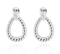 Equilibrium Twisted Bliss Silver Plated Earrings Collection Modern Sculpted Sparkle Designs Gift Jewellery (Teardrop: H 2.2 cm × W 1.2 cm × D 0.3 cm)