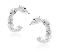 Equilibrium Twisted Bliss Silver Plated Earrings Collection Modern Sculpted Sparkle Designs Gift Jewellery (Textured Circle: H 2.1 cm × W 0.4 cm × D 0.3 cm)