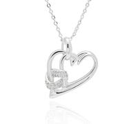 equilibrium Twisted Bliss Silver Plated Entwined Hearts Necklace (Height: 3 x Width: 1.5 x Depth: 0.3 in cm)