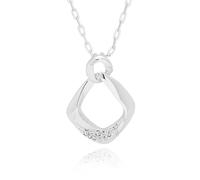 equilibrium Twisted Bliss Silver Plated Geometric Twist Necklace, Contemporary Sculpted Pendant with Pavé Accents, 2.3 x 1.7 x 0.3 cm
